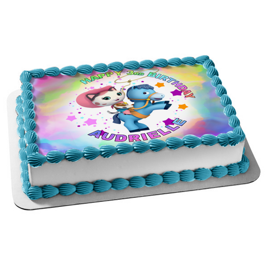 Sheriff Callie's Wild West Sparky Stars Happy Birthday Customizable Edible Cake Topper Image ABPID53547