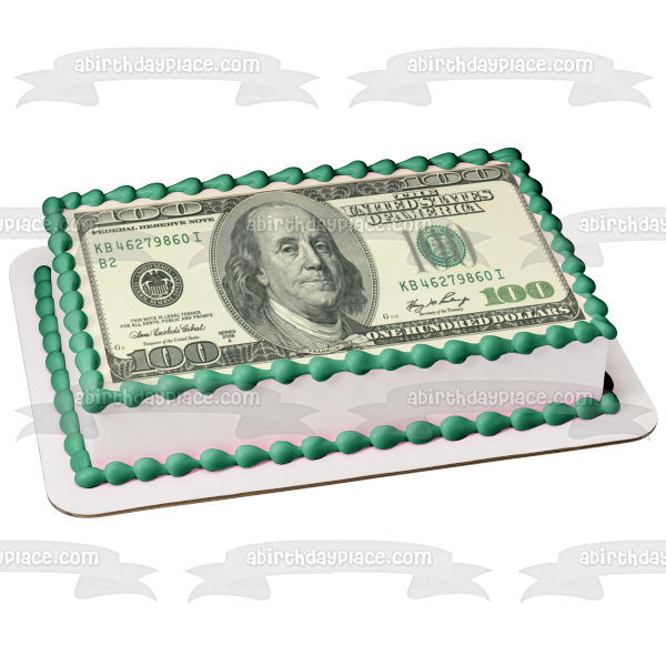 100 Dollar Bill Benjamin Franklin Edible Cake Topper Image ABPID06693