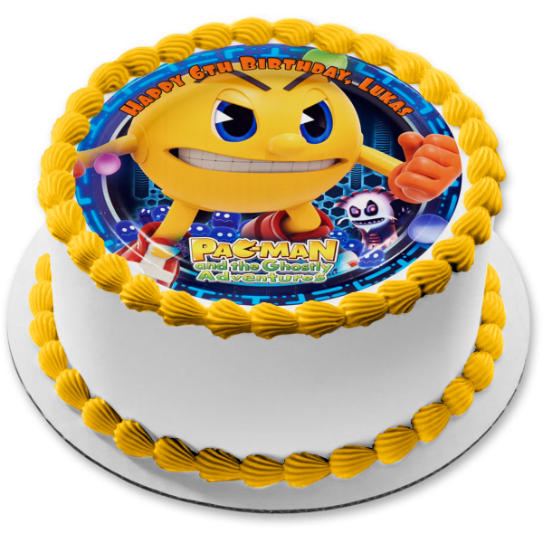 Pac-Man and the Ghostly Adventures Pac-World Nether-World Edible Cake Topper Image ABPID03678