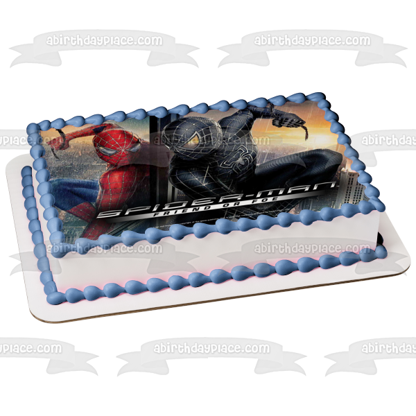 Marvel Spider-Man Black Spider-Man Friend or Foe Edible Cake Topper Image ABPID08498