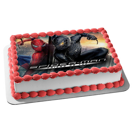 Marvel Spider-Man Black Spider-Man Friend or Foe Edible Cake Topper Image ABPID08498