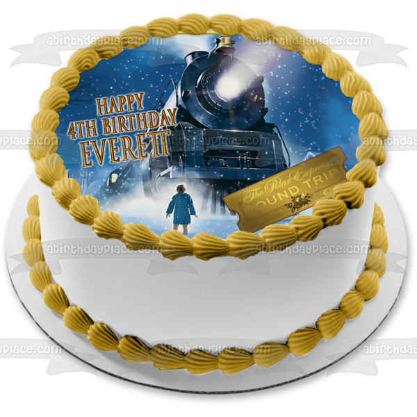 Polar Express Train with Little Boy and Round Trip Ticket Edible Cake Topper Image ABPID50722