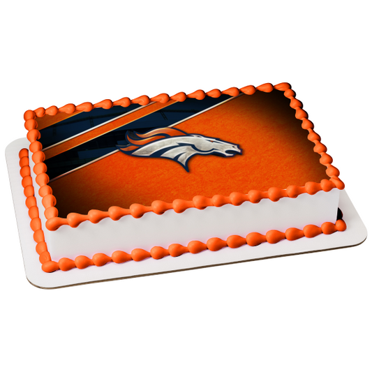 Denver Broncos Primary Logo NFL Orange Blue Edible Cake Topper Image ABPID06458