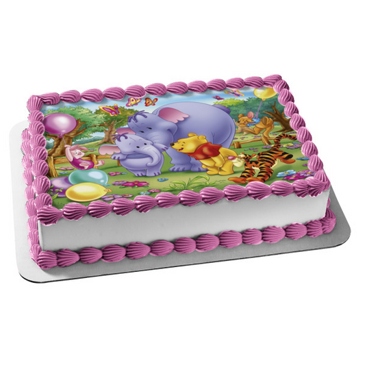 Disney Winnie the Pooh y los Heffalumps Tigger Roo Piglet Globos Decoración comestible para tarta Imagen ABPID04046 
