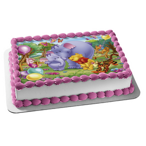 Disney Winnie the Pooh and the Heffalumps Tigger Roo Piglet Balloons Edible Cake Topper Image ABPID04046