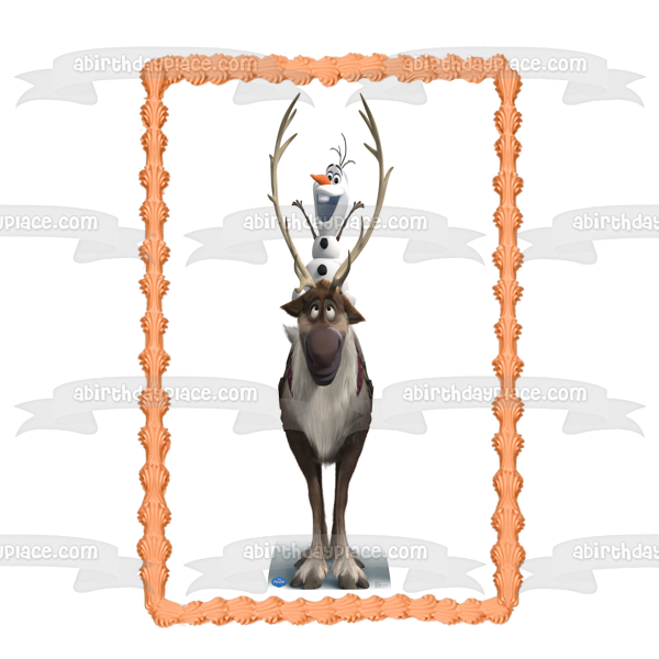 Frozen Olaf Riding Sven Edible Cake Topper Image ABPID04048