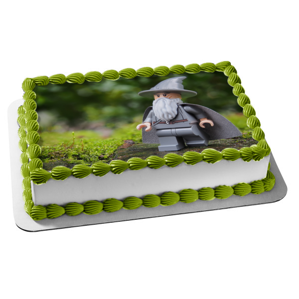 LEGO Gandalf Lord of the Rings the Hobbit Wizard Middle Earth Edible Cake Topper Image ABPID53516