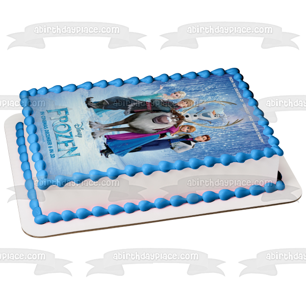 Frozen Anna Elsa and Olaf Edible Cake Topper Image ABPID04126