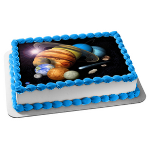 Solar System Planets Ring Sun Space Edible Cake Topper Image ABPID04194