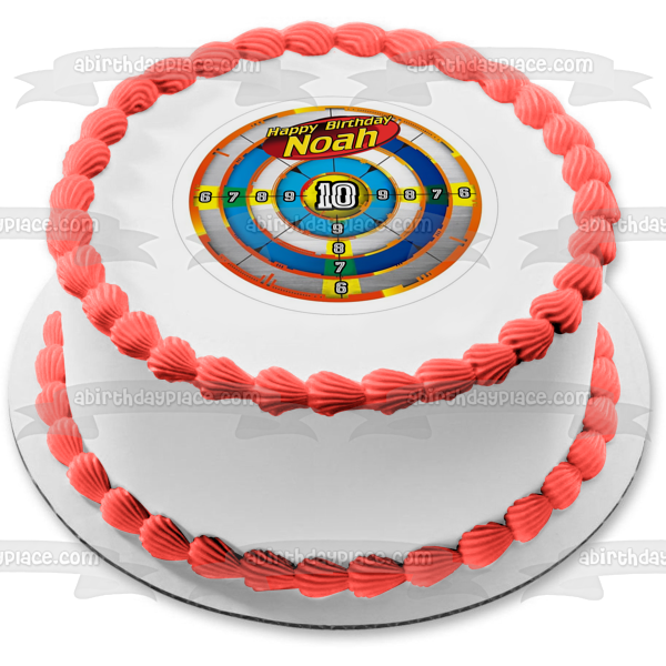 Happy Birthday Customizable NERF Target Dart Toy Edible Cake Topper Image ABPID53540