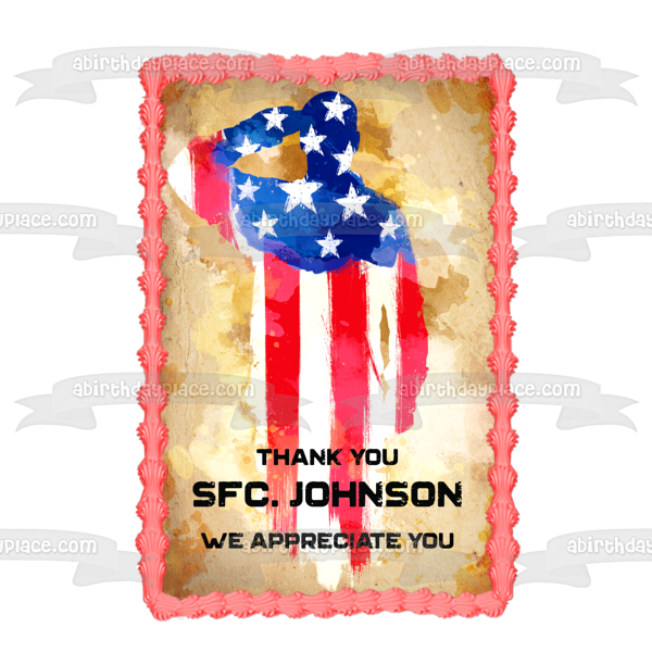 Minimalistic Independence & Memorial Day Appreciation Customizable Holiday Veteran Military Edible Cake Topper Image ABPID53548