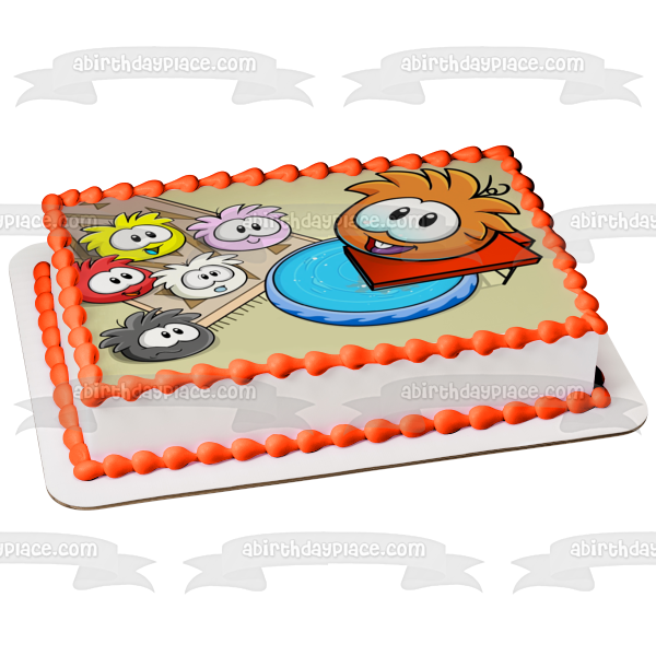 Club Penguin Orange Puffles Edible Cake Topper Image ABPID04222