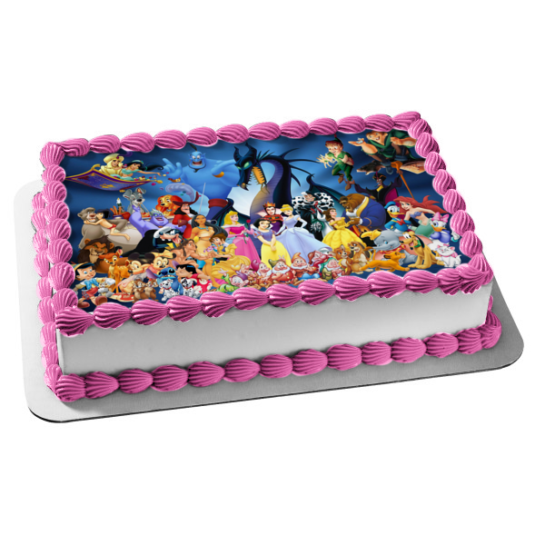 Snow White Aladdin the Little Mermaid and 101  Dalmatians Edible Cake Topper Image ABPID04245