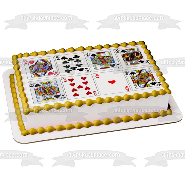 Playing Cards Ace King Jack and Queen Edible Cake Topper Image ABPID04263