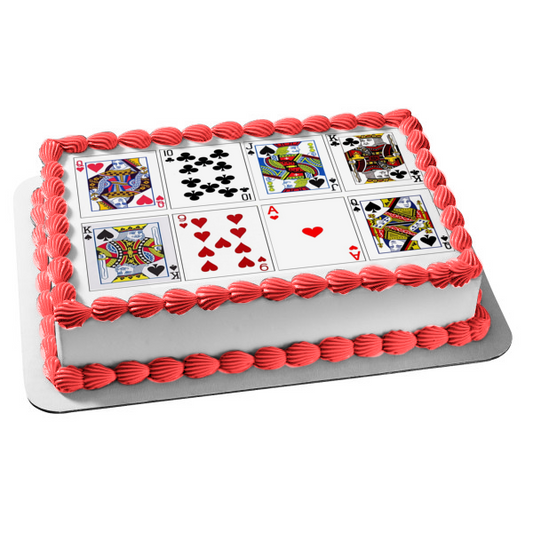Playing Cards Ace King Jack and Queen Edible Cake Topper Image ABPID04263
