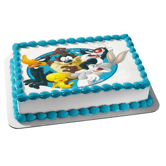 Loony Toons Bugs Bunny Daffy Duck Tasmanian Devil Tweety Sylvester Edible Cake Topper Image ABPID04264