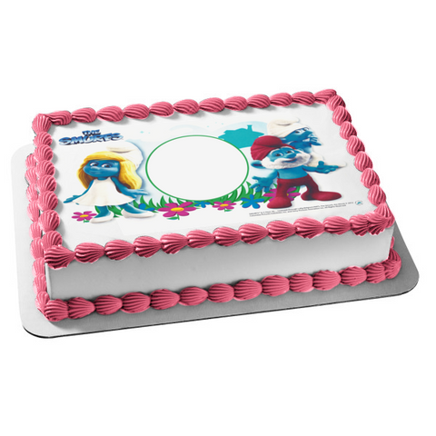 The Smurfs Smurfette Papa Smurf and Clumsy Edible Cake Topper Image Frame ABPID04268