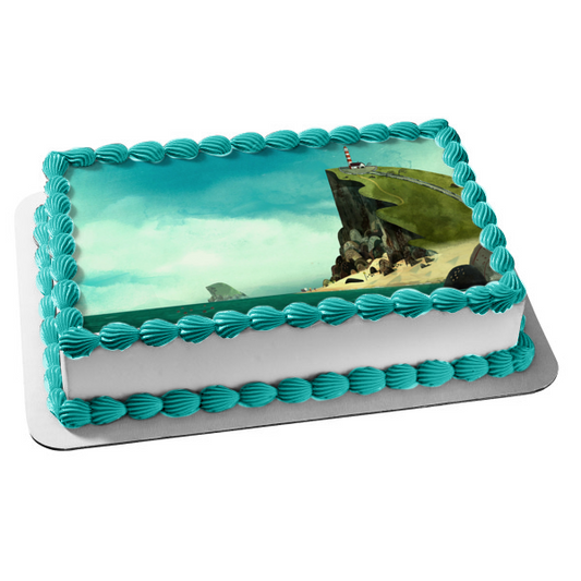 Adorno comestible para tarta con el faro de la canción del mar, imagen ABPID04334 