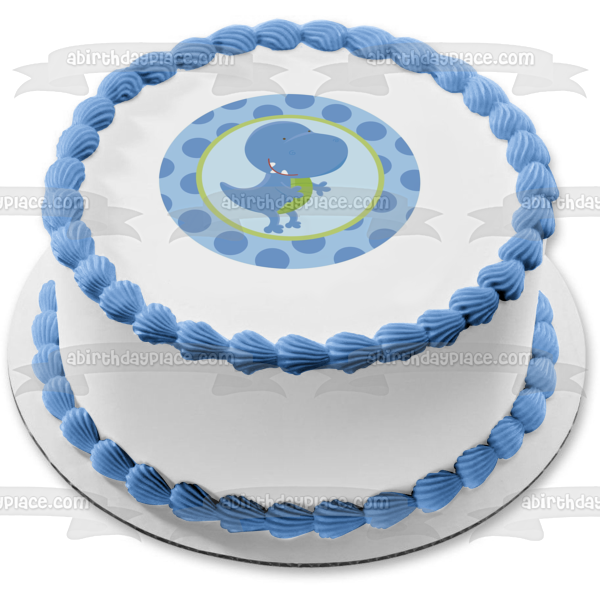 Blue Baby Tyrannosaurus Rex Edible Cake Topper Image ABPID04357