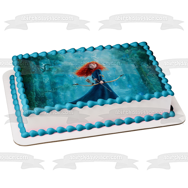 Brave Movie Merida Forest Trees and Her Bow and Arrow Edible Cake Topper Image ABPID04424