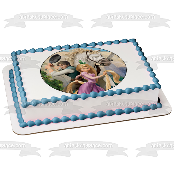 Tangled Rapunzel Flynn Rider and Maximus Edible Cake Topper Image ABPID04440