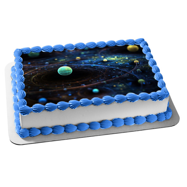 Outer Space Planets Orbits Edible Cake Topper Image ABPID04471