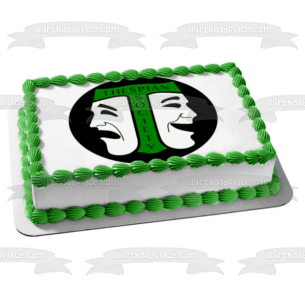 International Thespian Society Green Drama Edible Cake Topper Image ABPID04483