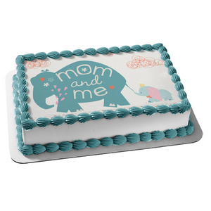 Baby Shower Elephant Mom and Me Edible Cake Topper Image ABPID04503