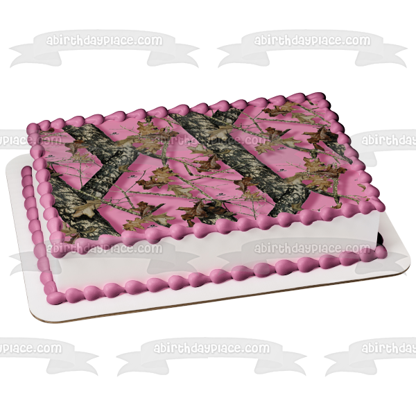 Mossy Oak Break-Up Pink Camo Edible Cake Topper Image ABPID04505