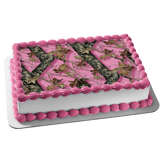 Mossy Oak Break-Up Pink Camo - Decoración comestible para tarta, imagen ABPID04505 