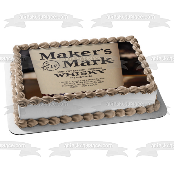 Maker's Mark Kentucky Straight Bourbon Whisky Handmade Star Hill Farm Loretto Kentucky USA Edible Cake Topper Image ABPID04547