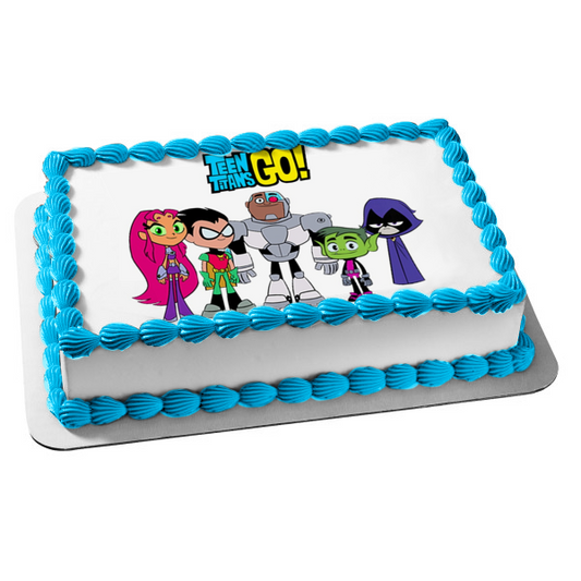 Teen Titans Go! Robin Starfire Cyborg Raven and Beast Boy Edible Cake Topper Image ABPID04560