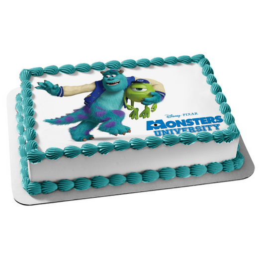 Imagen de decoración comestible para tarta de Monsters University Mike Wazowski y James P. Sullivan ABPID04577 