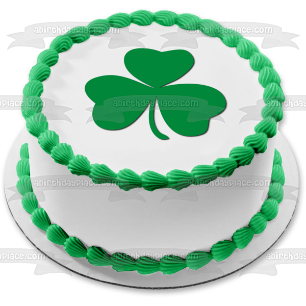Shamrock Three Leaf Clover St. Patricks Day Edible Cake Topper Image ABPID04579