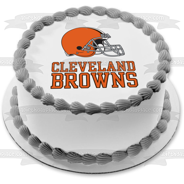 Cleveland Browns Orange Logo Football Helmet NFL Edible Cake Topper Image ABPID10463