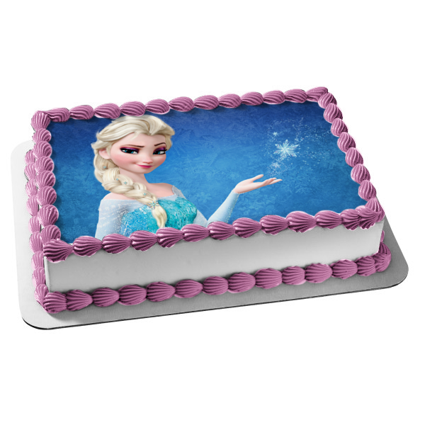 Frozen Elsa Making a Snow Flake Ice Sculpture Edible Cake Topper Image ABPID04622