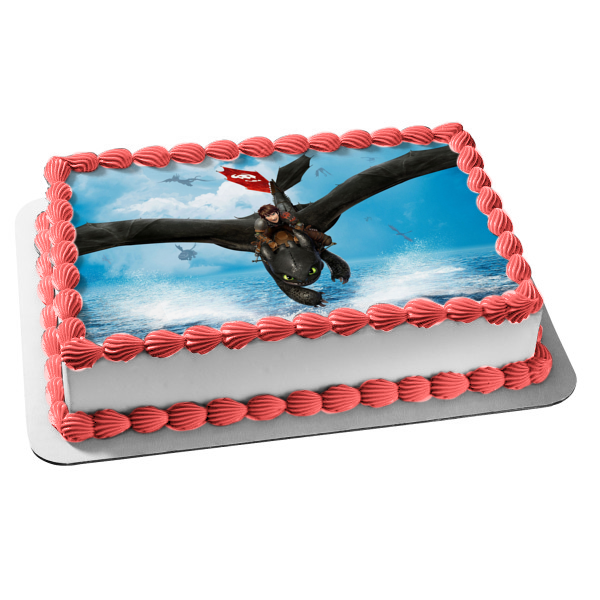 How to Train Your Dragon Hiccup and Toothless Flying Edible Cake Topper Image ABPID04626