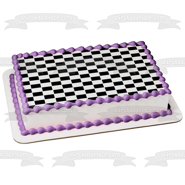 Checkered Flag Checkerboard Pattern Edible Cake Topper Image ABPID04663