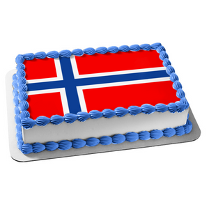 Norwegian Flag Norway Flag Red Blue White Edible Cake Topper Image ABPID04676
