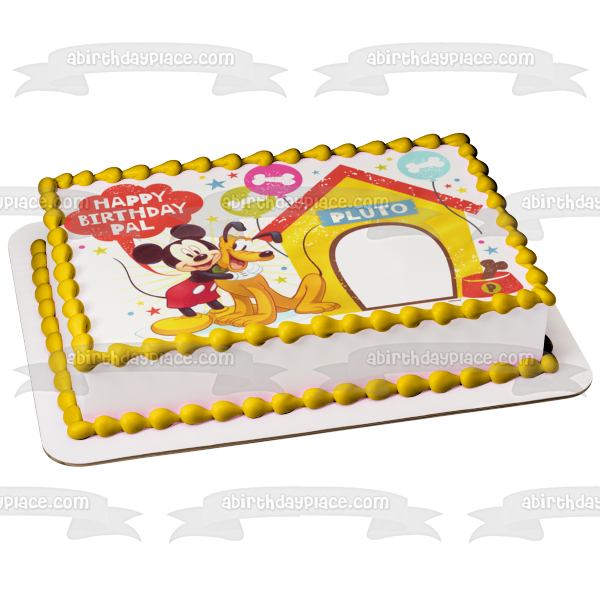 Mikey Mouse Pluto "Happy Birthday Pal" Edible Cake Topper Image ABPID04704