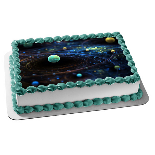 Outer Space Planets Galaxy's Edible Cake Topper Image ABPID04725