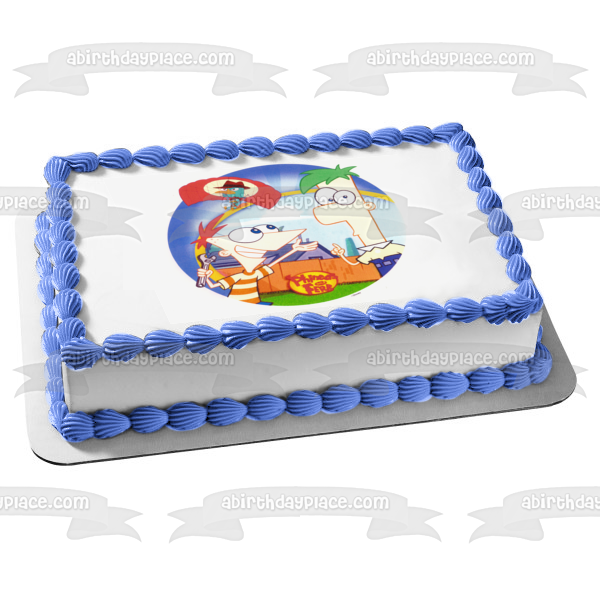 Phineas y Ferb con Perry el ornitorrinco Imagen comestible para decoración de tarta ABPID04735 
