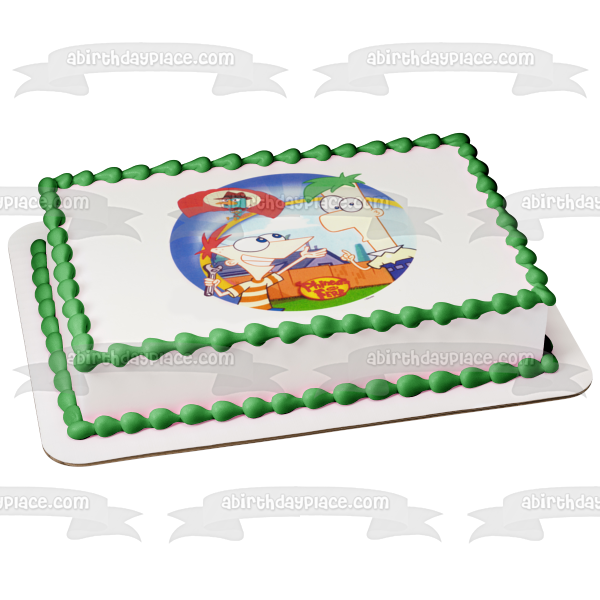 Phineas y Ferb con Perry el ornitorrinco Imagen comestible para decoración de tarta ABPID04735 