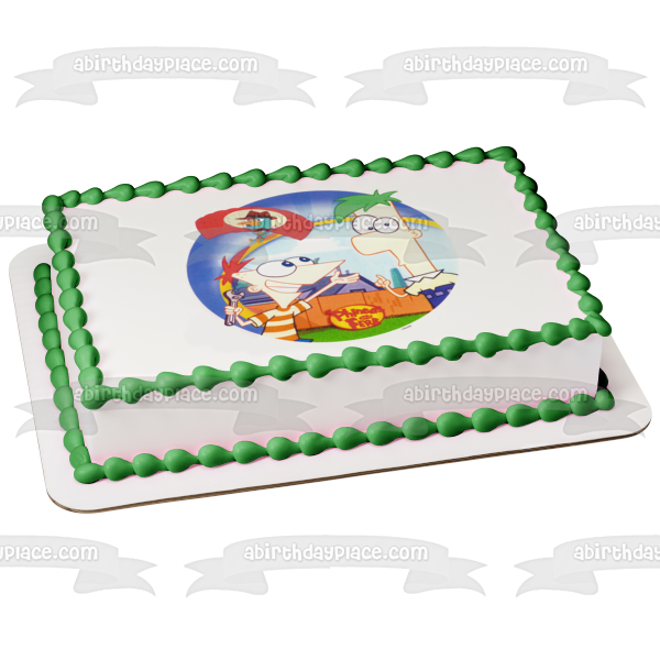 Phineas and Ferb with Perry the Platypus Edible Cake Topper Image ABPID04735
