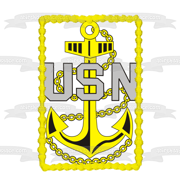 Usn United States Navy Anchor Logo Edible Cake Topper Image ABPID04736