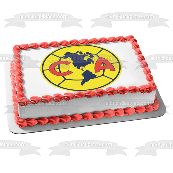Club América Professional Football Club Mexico Soccer Logo Edible Cake Topper Image ABPID04745