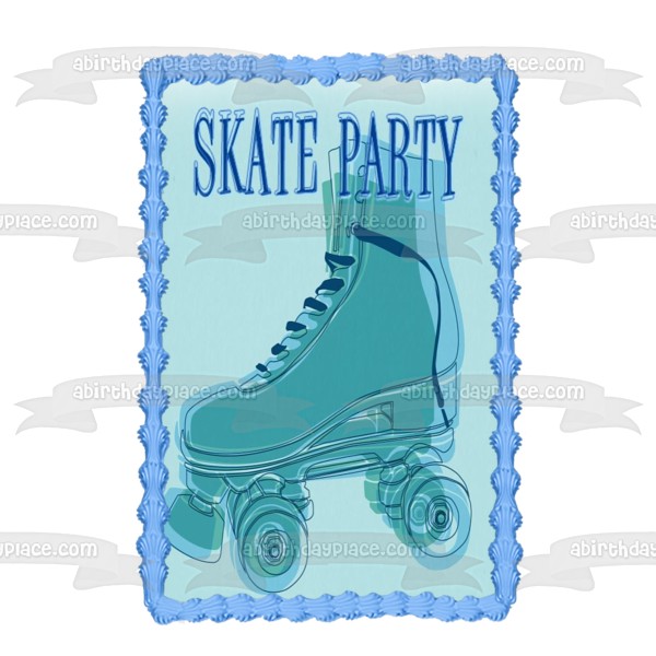 Skate Party Roller Skates Edible Cake Topper Image ABPID04788