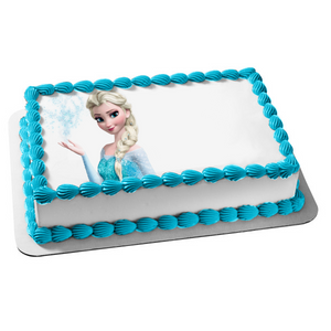Disney Pixar Frozen Elsa Making Snow White Background Edible Cake Topper Image ABPID04792