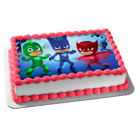 Pj Masks Catboy Owlette and Gekko Edible Cake Topper Image ABPID04828