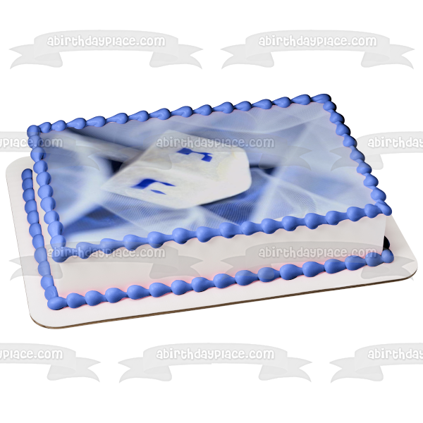 Hanukkah White Dreidel Blue Letters Nes Gadol Haya Sham Edible Cake To – A  Birthday Place
